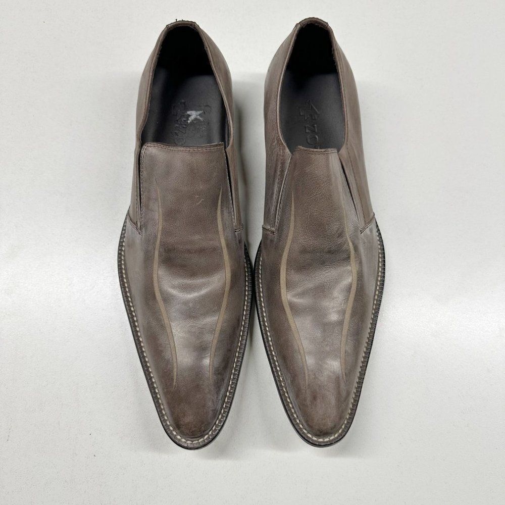 Zota Brown Leather Pointed Toe Loafers Mens Size 7